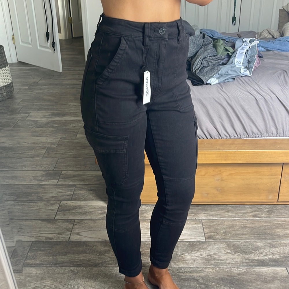 Garage black cargo style jeans